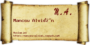Mancsu Alvián névjegykártya